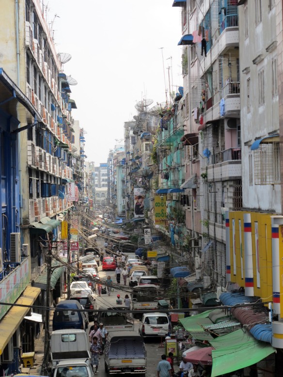 Streetview in the center - it's grid of narrow streets filled with people, shops, cars...